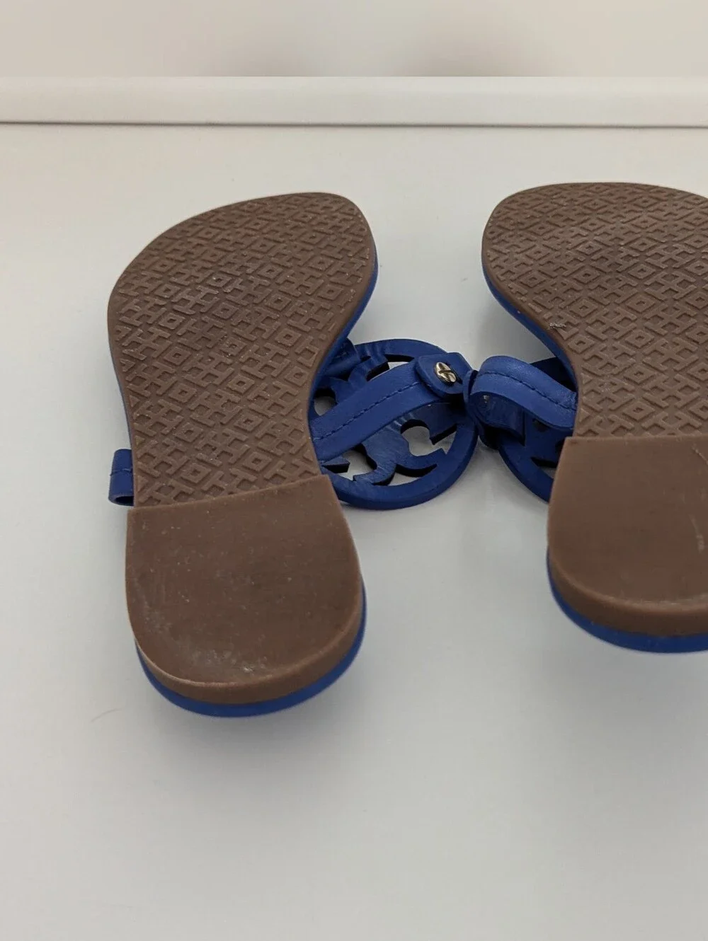 Tory Burch Miller Sandal In Blue Leather Size 5.5
